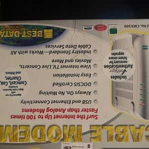 Best Data Smart One CMX300 Cable Modem Wired-Ethernet RJ-45 White